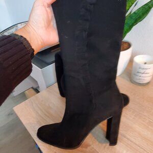 Ohara Black Suede Zip up Boots - 4" tall